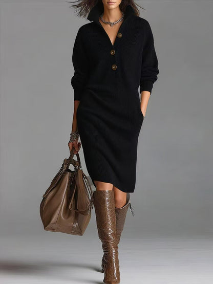 Robe Pull Chic à Revers