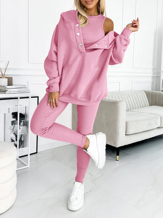 Sweat à capuche ample avec poches, débardeur et pantalon slim