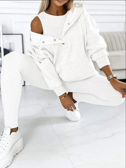 Sweat à capuche ample avec poches, débardeur et pantalon slim
