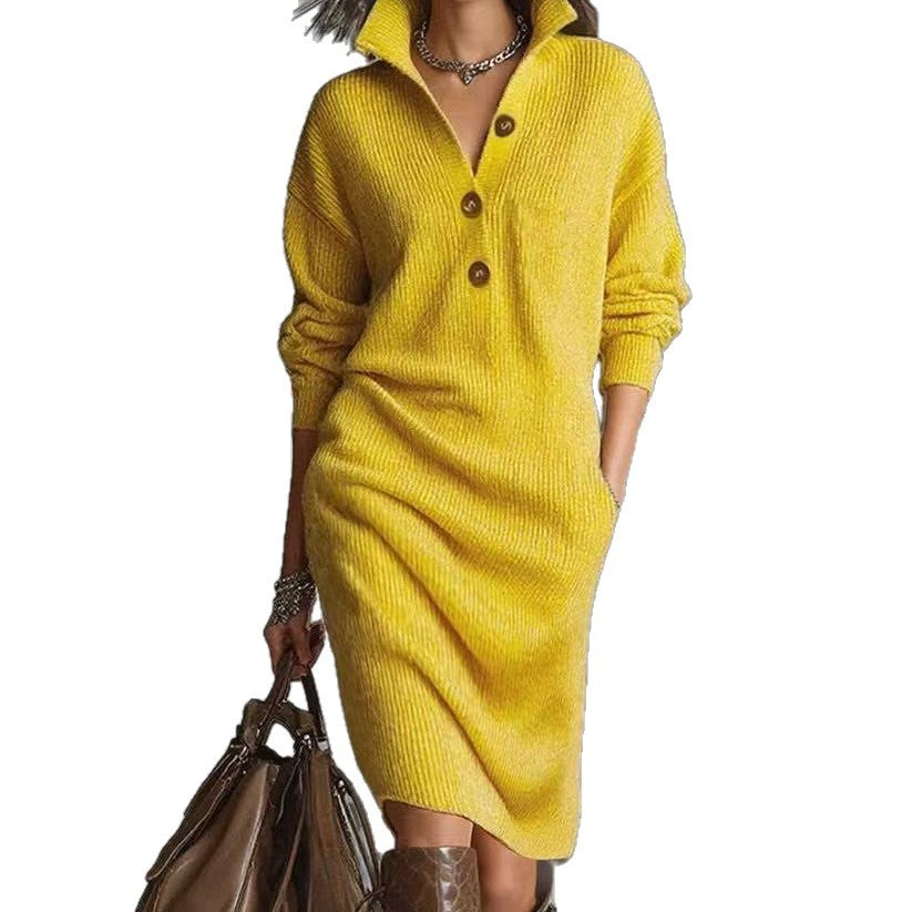 Robe Pull Chic à Revers