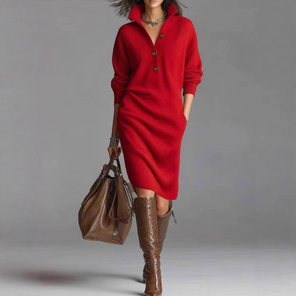Robe Pull Chic à Revers