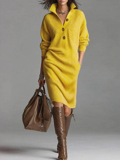 Robe Pull Chic à Revers