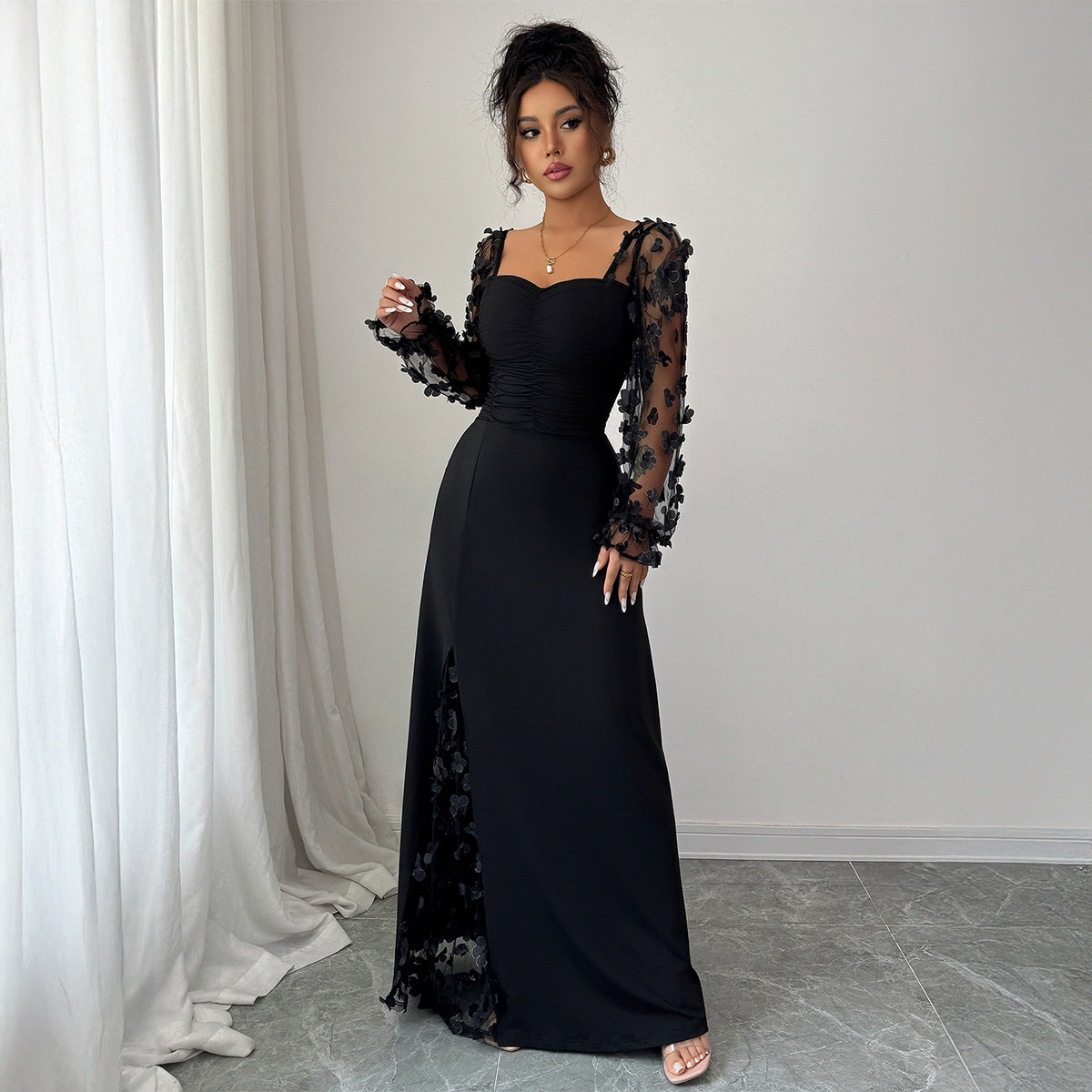 Robe tricotée manches longues - Élégance intemporelle