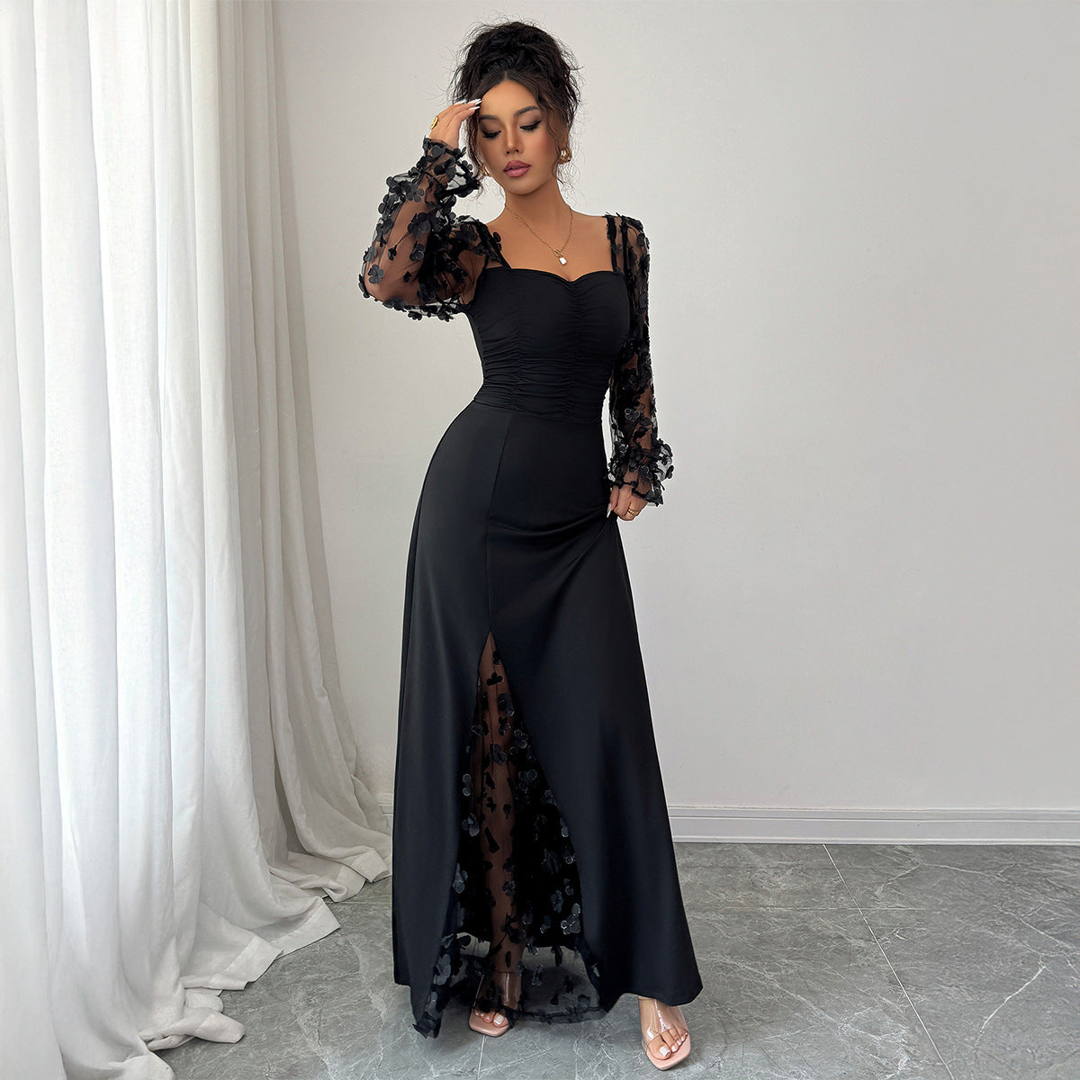 Robe tricotée manches longues - Élégance intemporelle