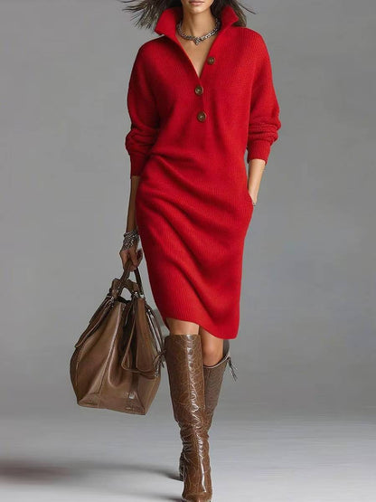 Robe Pull Chic à Revers