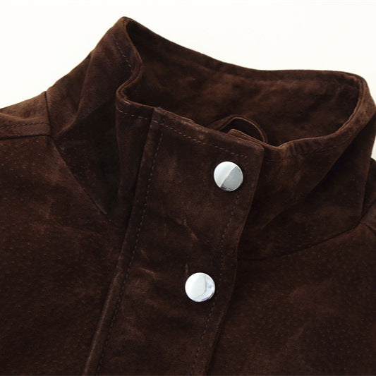 Veste Femme Effet Daim Élégante avec Poches