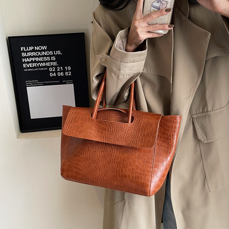Sac à Main Femme Grande Capacité Motif Pierre – Sac Cabas Élégant et Tendance pour le Travail & Quotidien