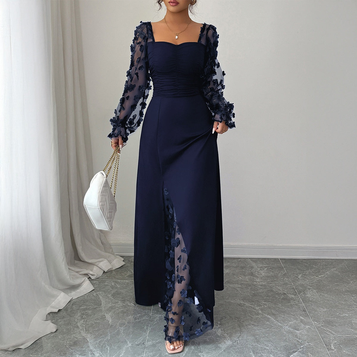 Robe tricotée manches longues - Élégance intemporelle