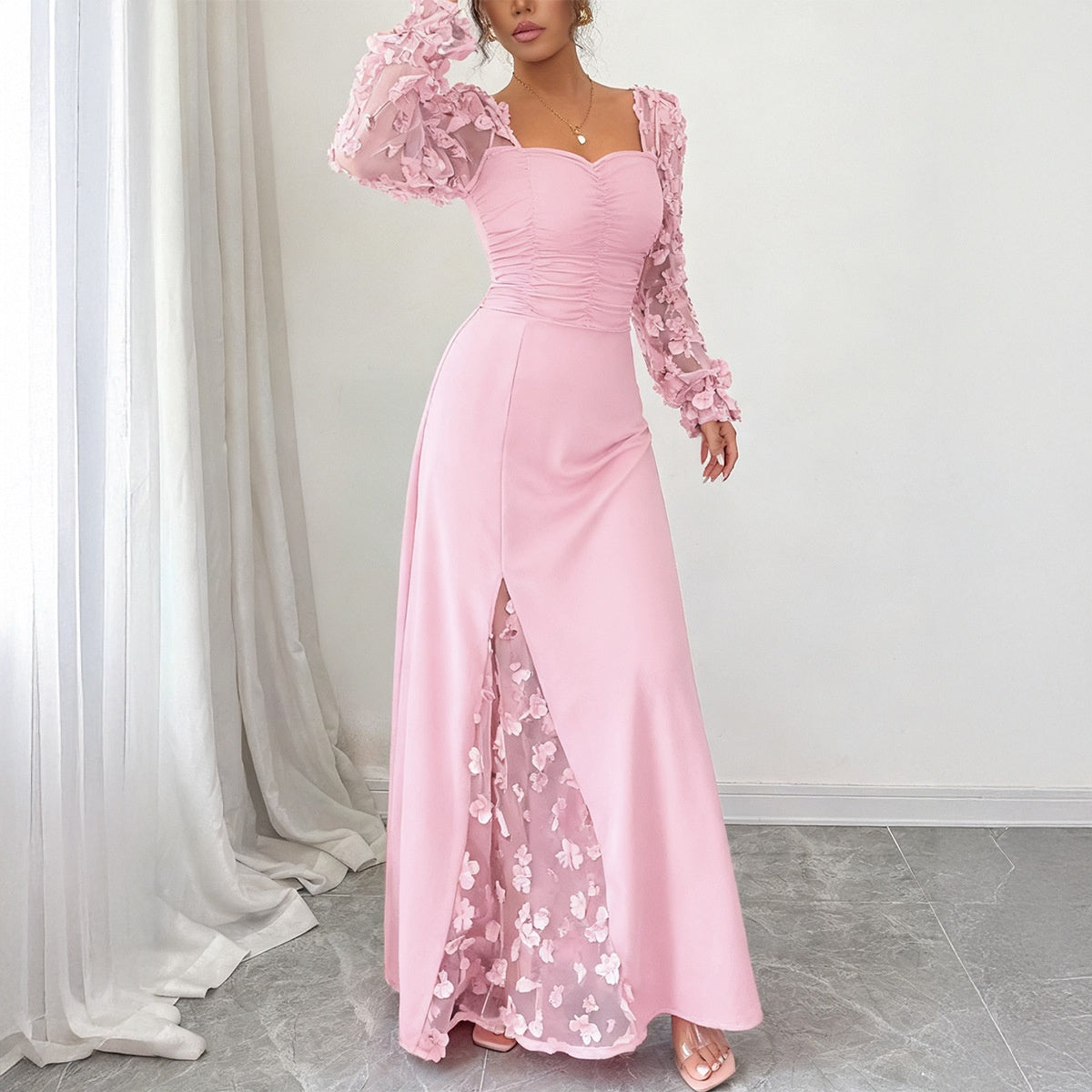 Robe tricotée manches longues - Élégance intemporelle